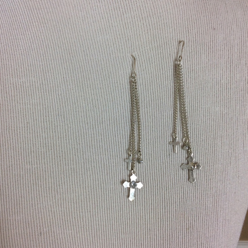 Cross earrings silver color
